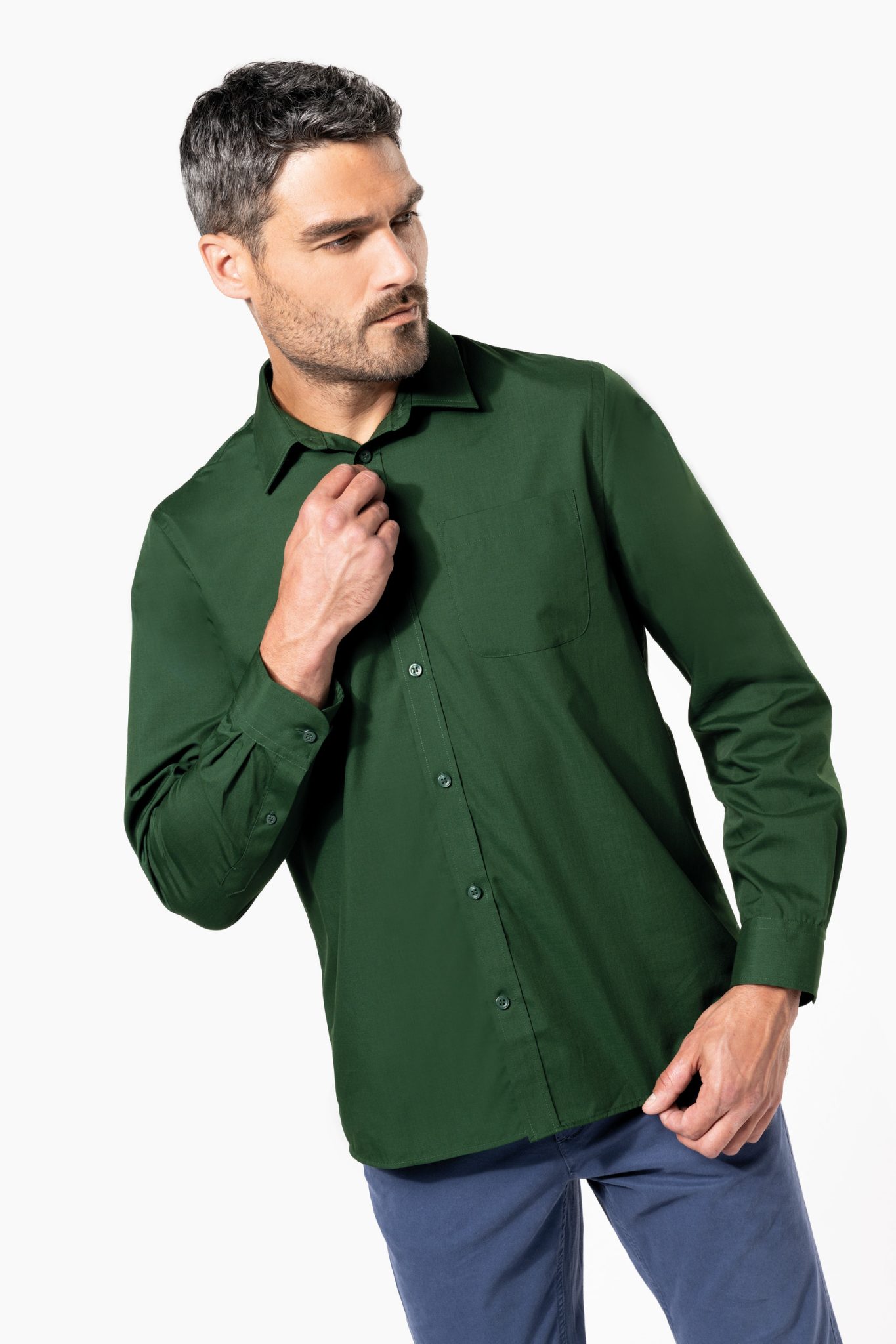 Miniature 3 pour Chemise popeline polycoton entretien facile homme