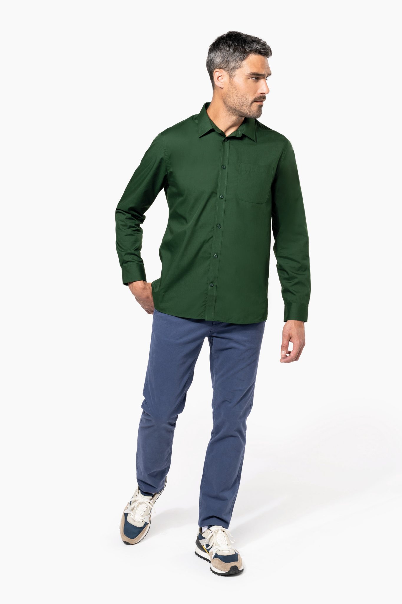 Miniature 4 pour Chemise popeline polycoton entretien facile homme