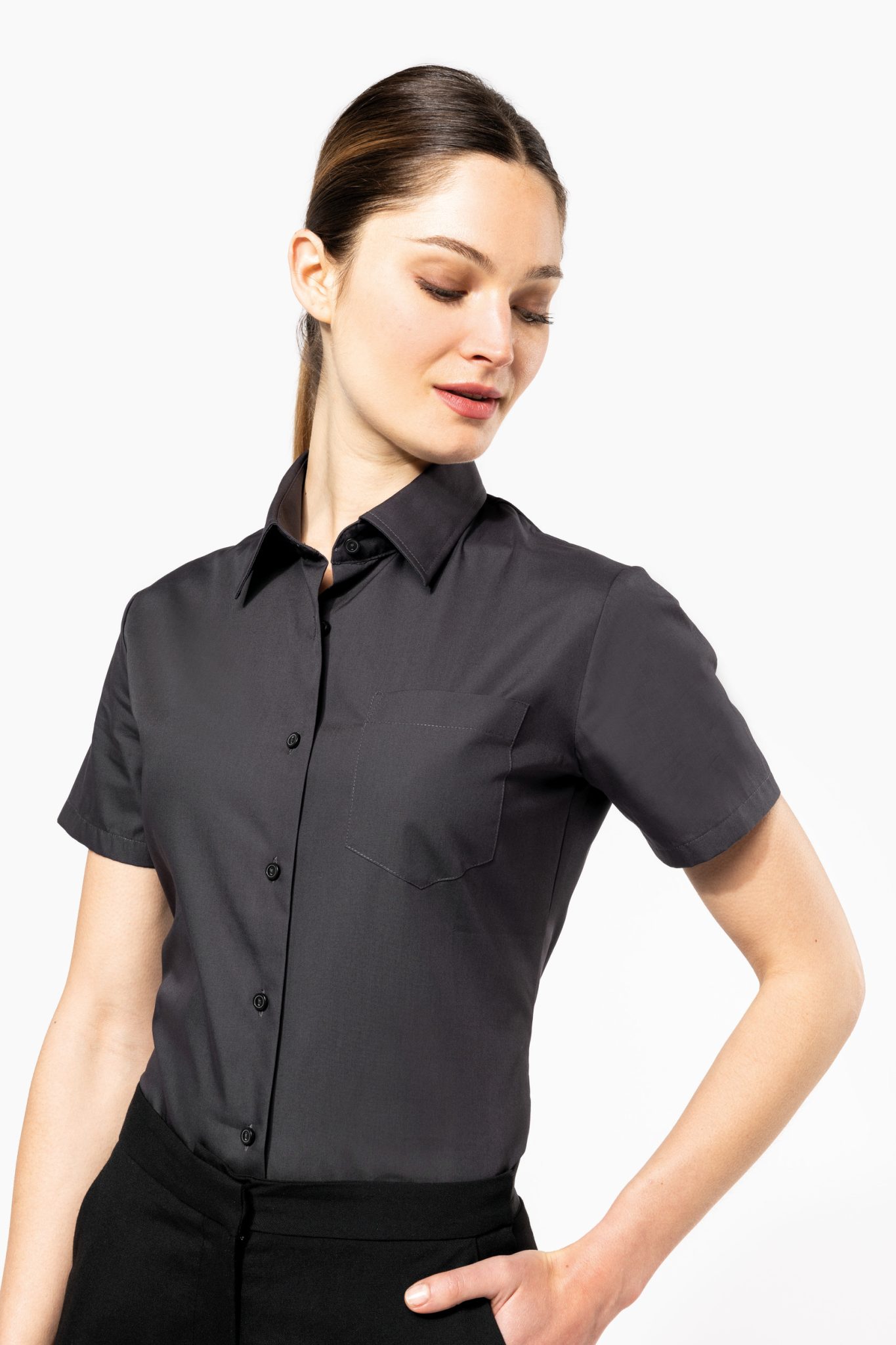Miniature 3 pour Chemise popeline manches courtes femme