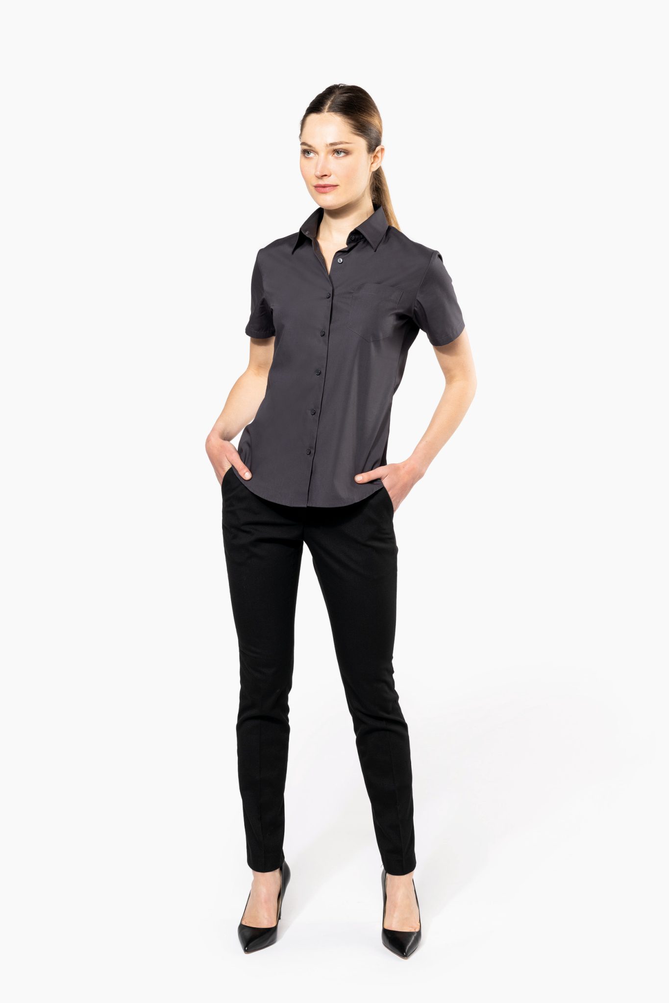 Miniature 5 pour Chemise popeline manches courtes femme