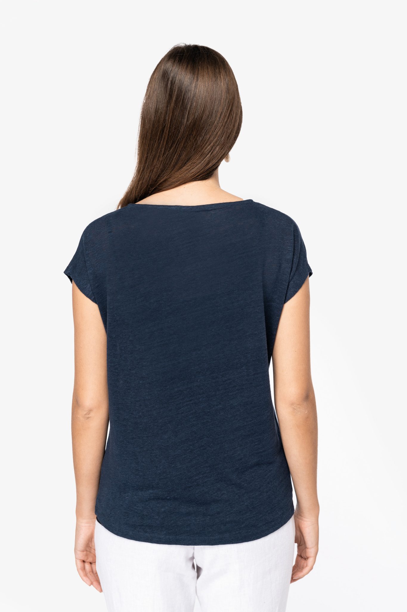 Miniature 4 pour T-shirt col V en lin femme