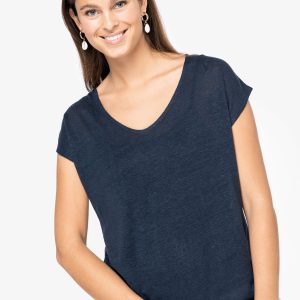 Visuel T-shirt col V en lin femme
