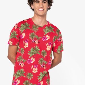 Visuel T-shirt écoresponsable imprimé tropical homme