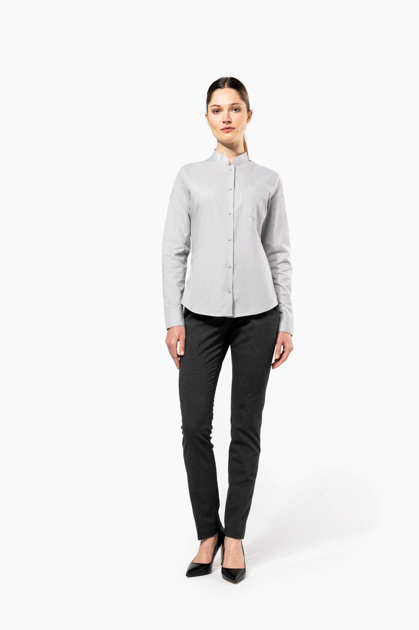 Miniature 4 pour Chemise col mao manches longues femme