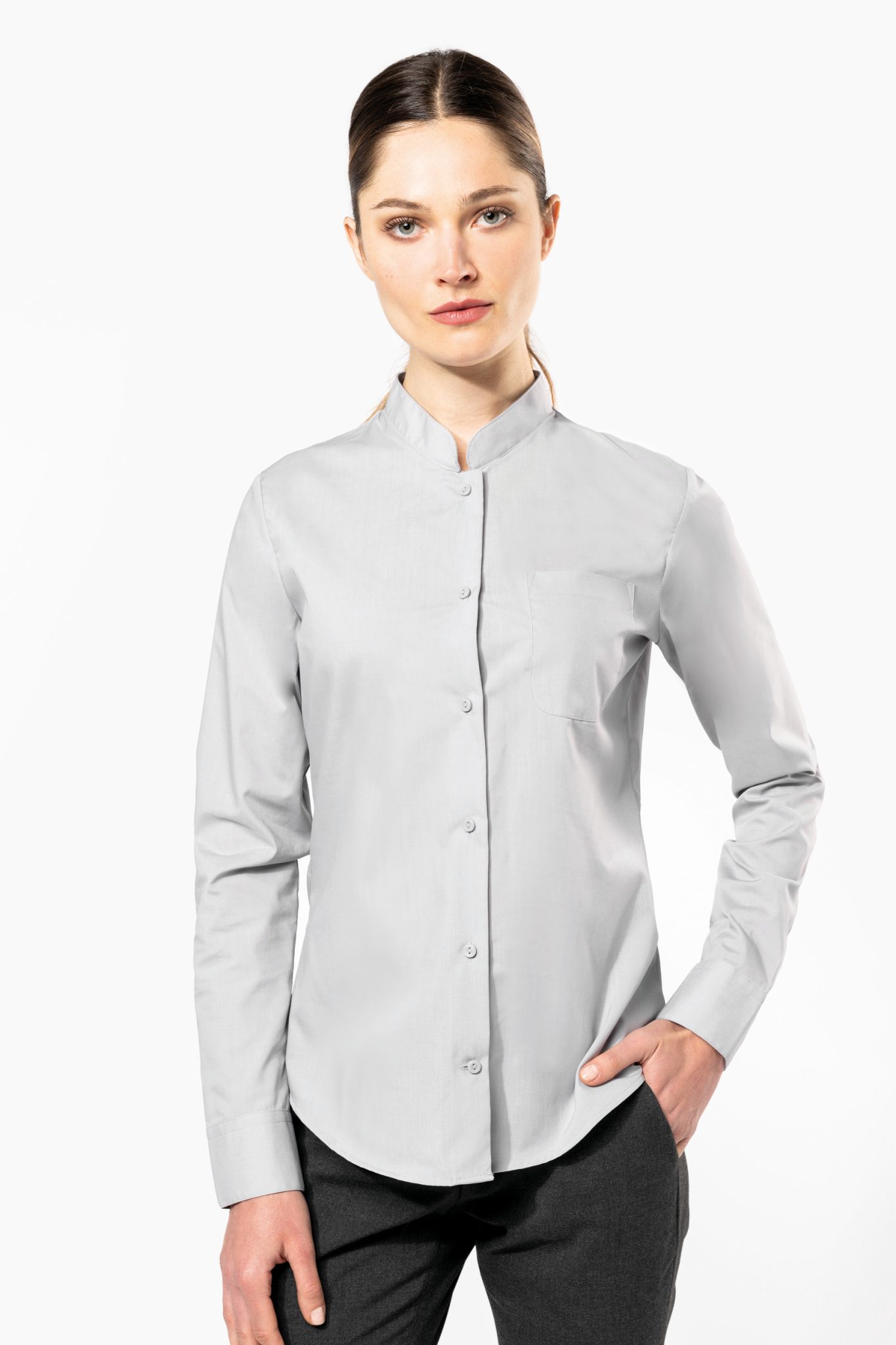 Miniature 1 pour Chemise col mao manches longues femme