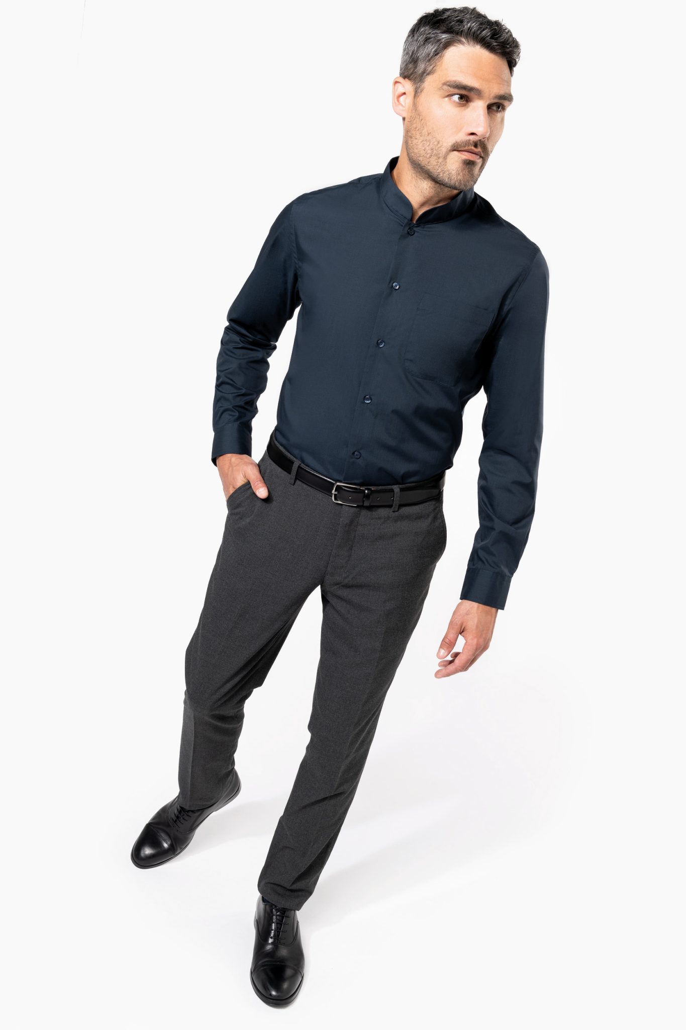 Miniature 4 pour Chemise col mao manches longues