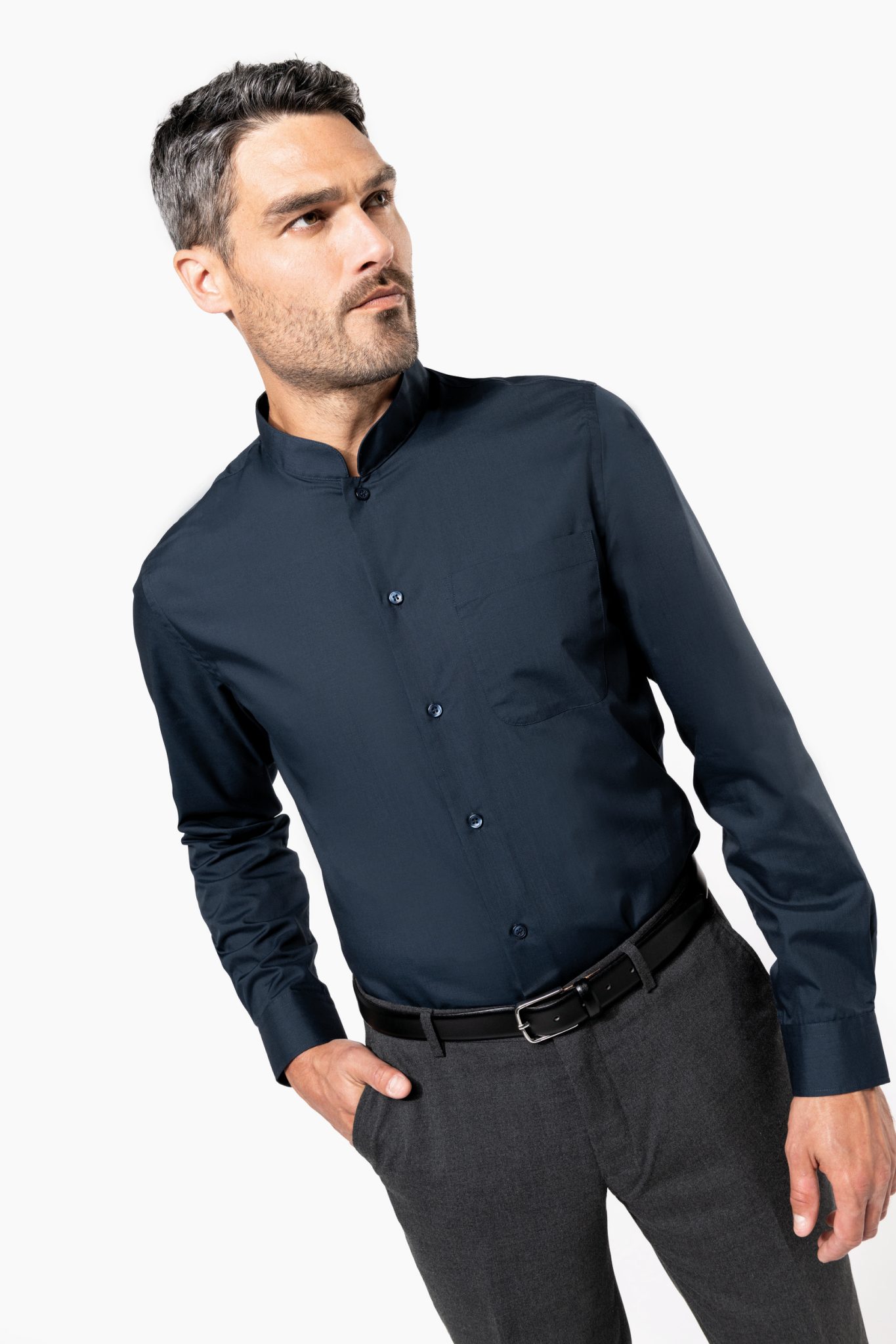 Miniature 3 pour Chemise col mao manches longues
