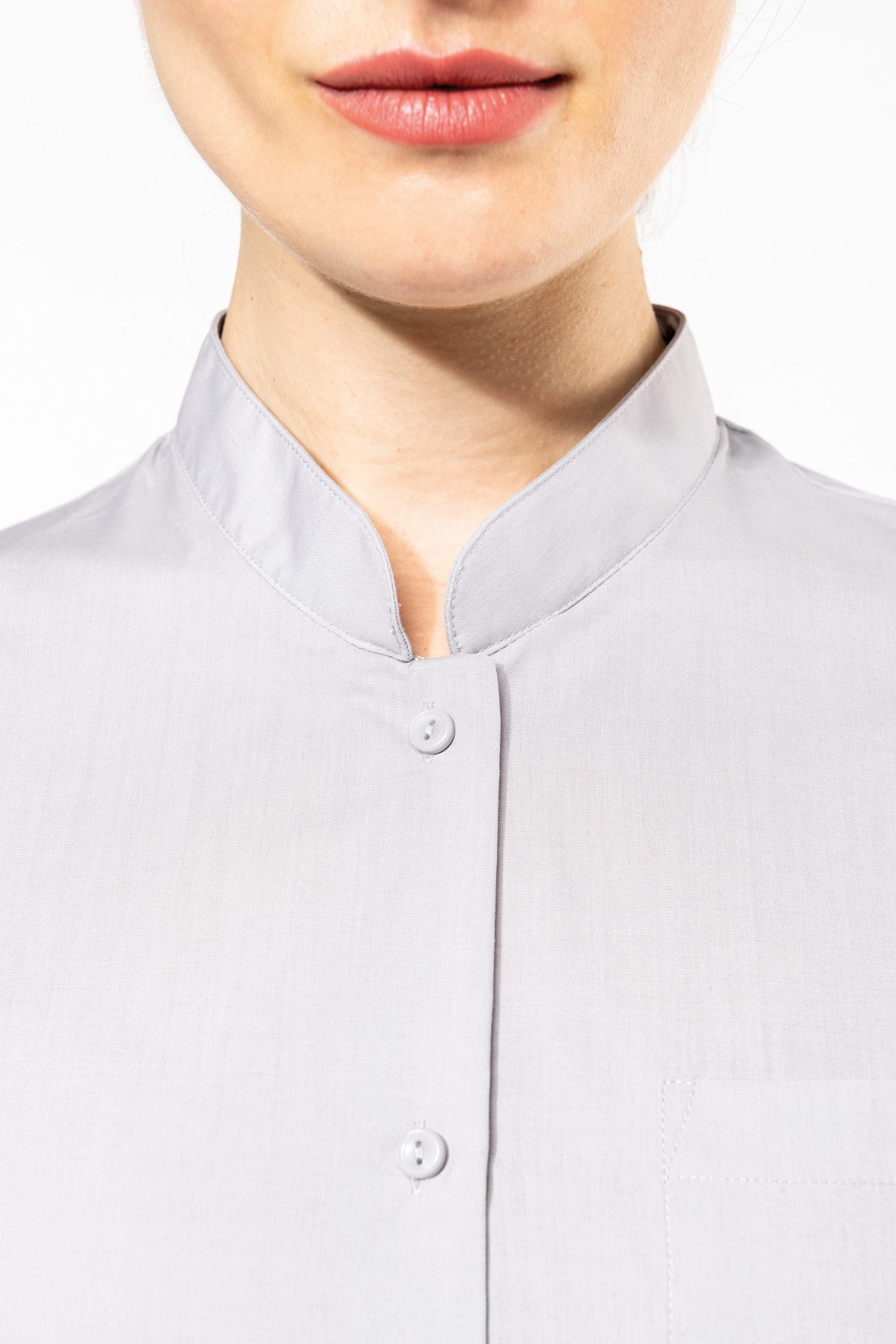 Miniature 8 pour Chemise col mao manches longues femme