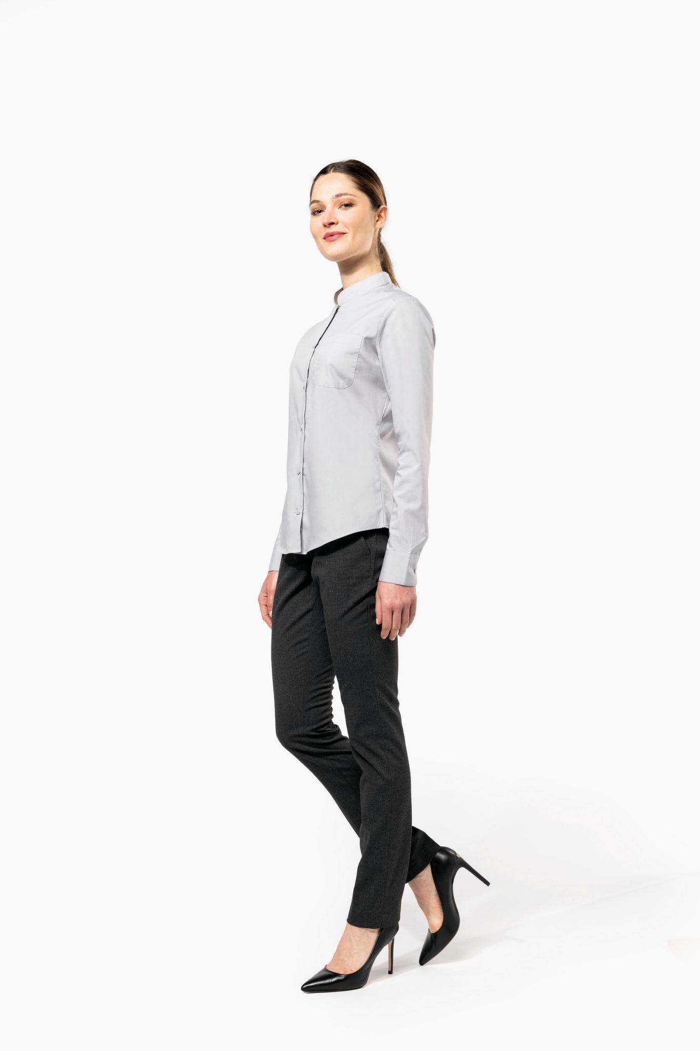 Miniature 5 pour Chemise col mao manches longues femme