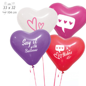Visuel Ballons de baudruche forme de coeur 33 cm personnalisés