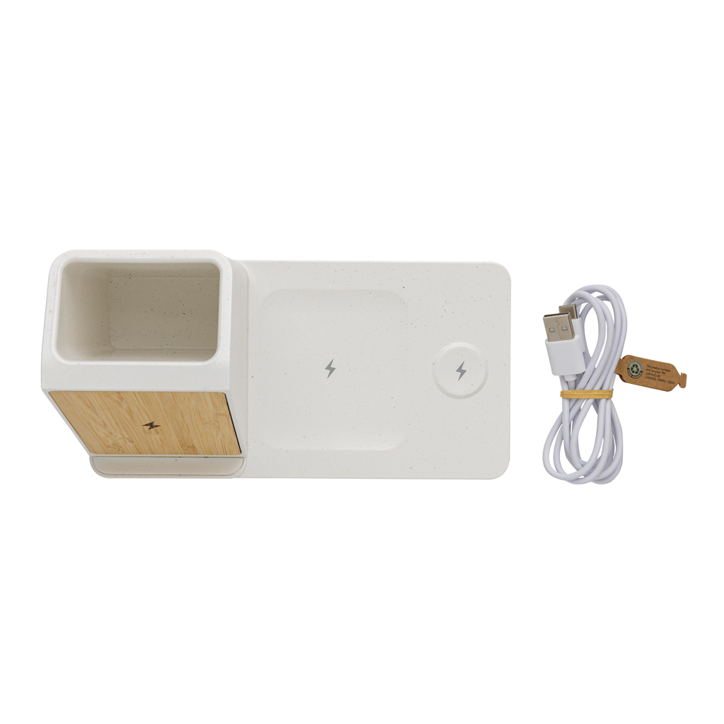 Miniature 7 pour Chargeur 15W Ontario 3 en 1 plastique recyclé RCS et bambou