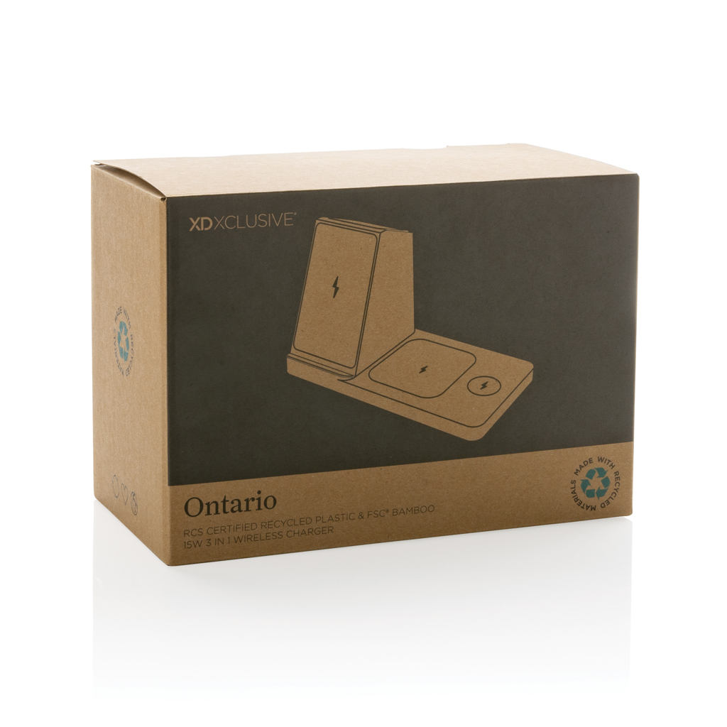 Miniature 12 pour Chargeur 15W Ontario 3 en 1 plastique recyclé RCS et bambou