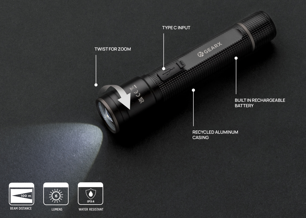 Miniature 9 pour Lampe torche 3W rechargeable par USB en alu RCS Gear X