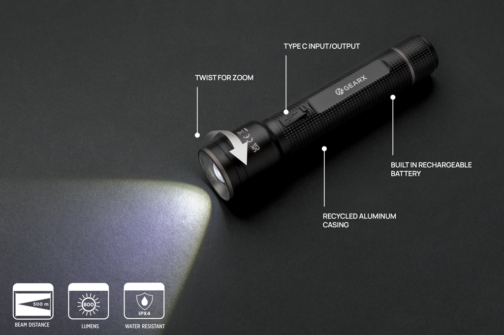 Miniature 10 pour Lampe torche 10W rechargeable par USB en alu RCS Gear X