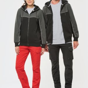 Visuel Veste molleton bicolore zippée à capuche écoresponsable unisexe