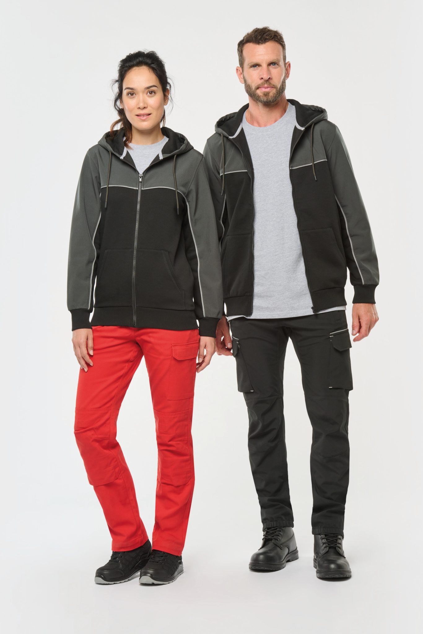 Miniature 1 pour Veste molleton bicolore zippée à capuche écoresponsable unisexe