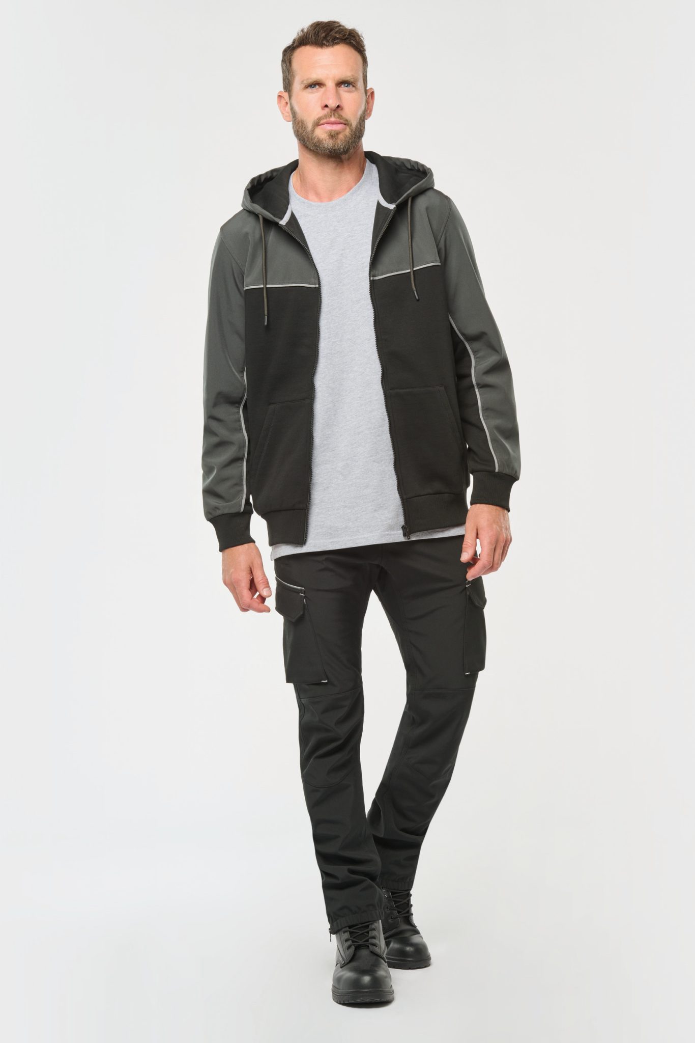 Miniature 4 pour Veste molleton bicolore zippée à capuche écoresponsable unisexe