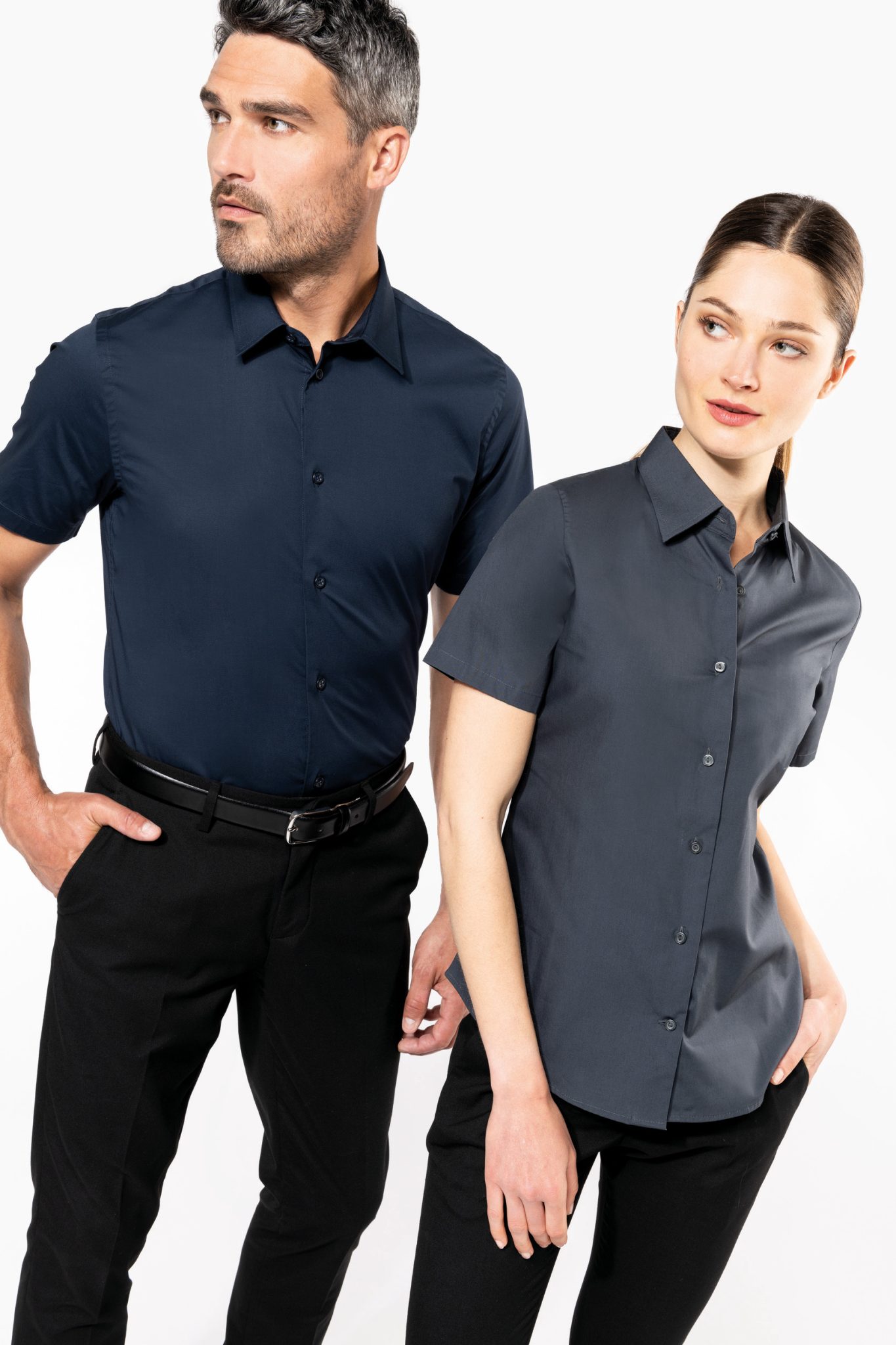 Miniature 5 pour Chemise coton / élasthanne manches courtes femme
