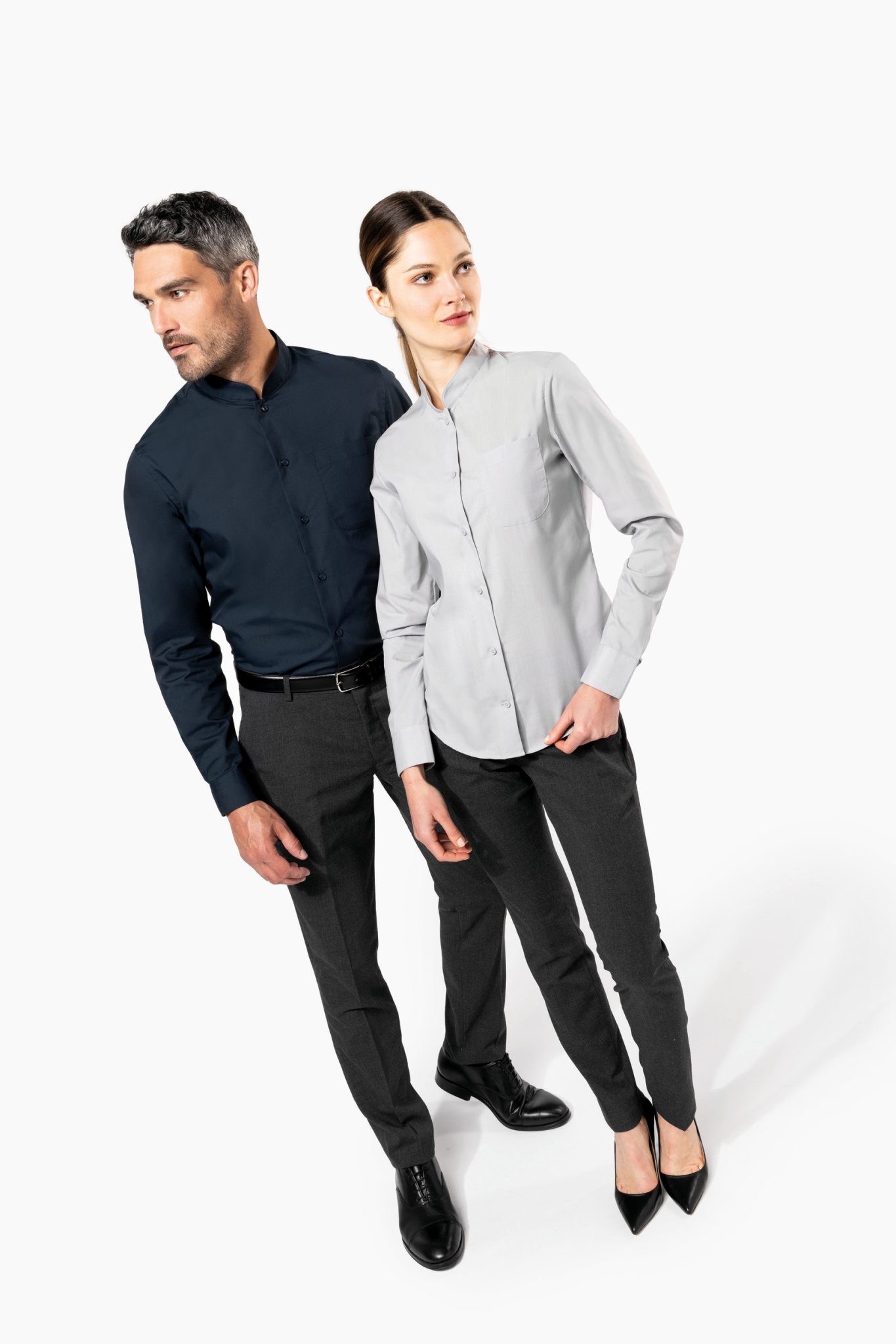 Miniature 11 pour Chemise col mao manches longues