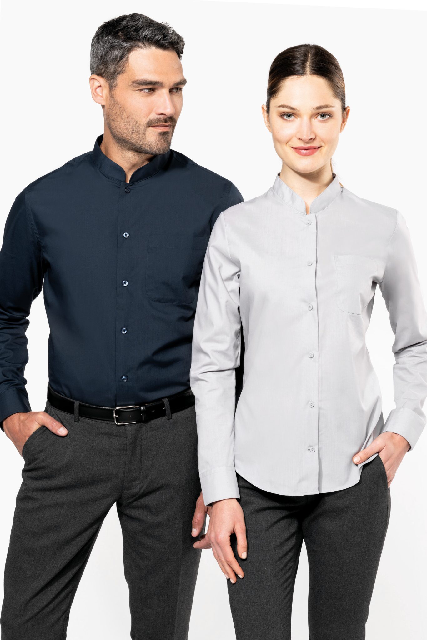 Miniature 12 pour Chemise col mao manches longues