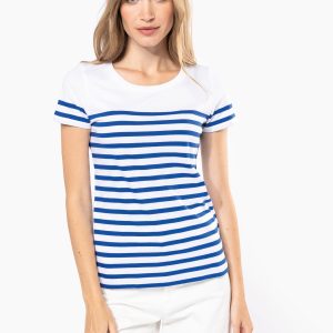 Visuel T-shirt marin col rond Bio femme