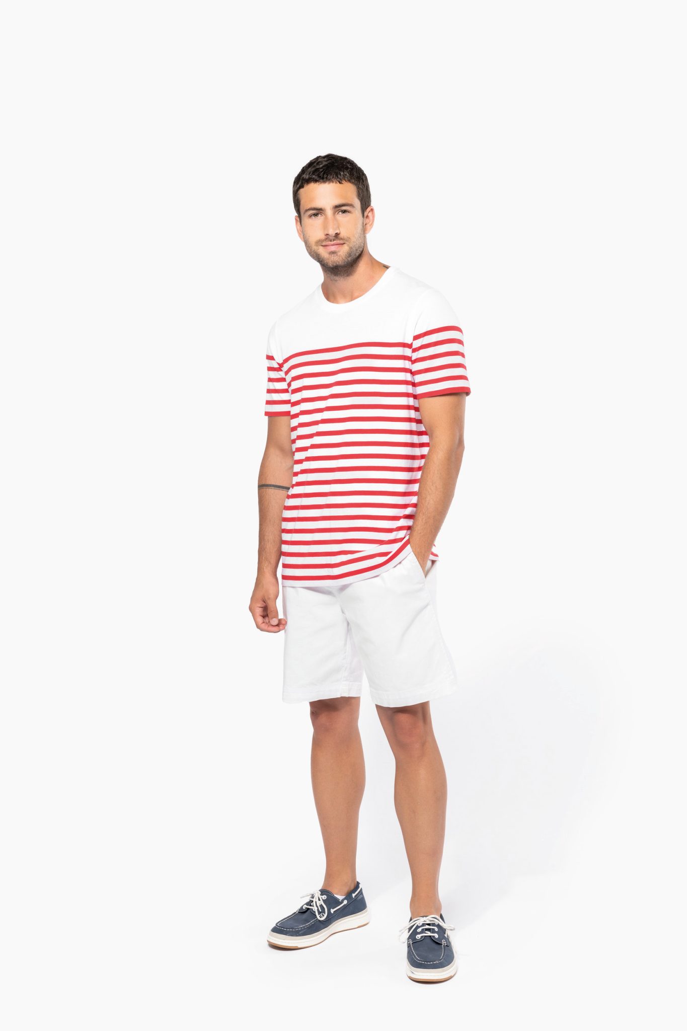 Miniature 4 pour T-shirt marin col rond Bio homme
