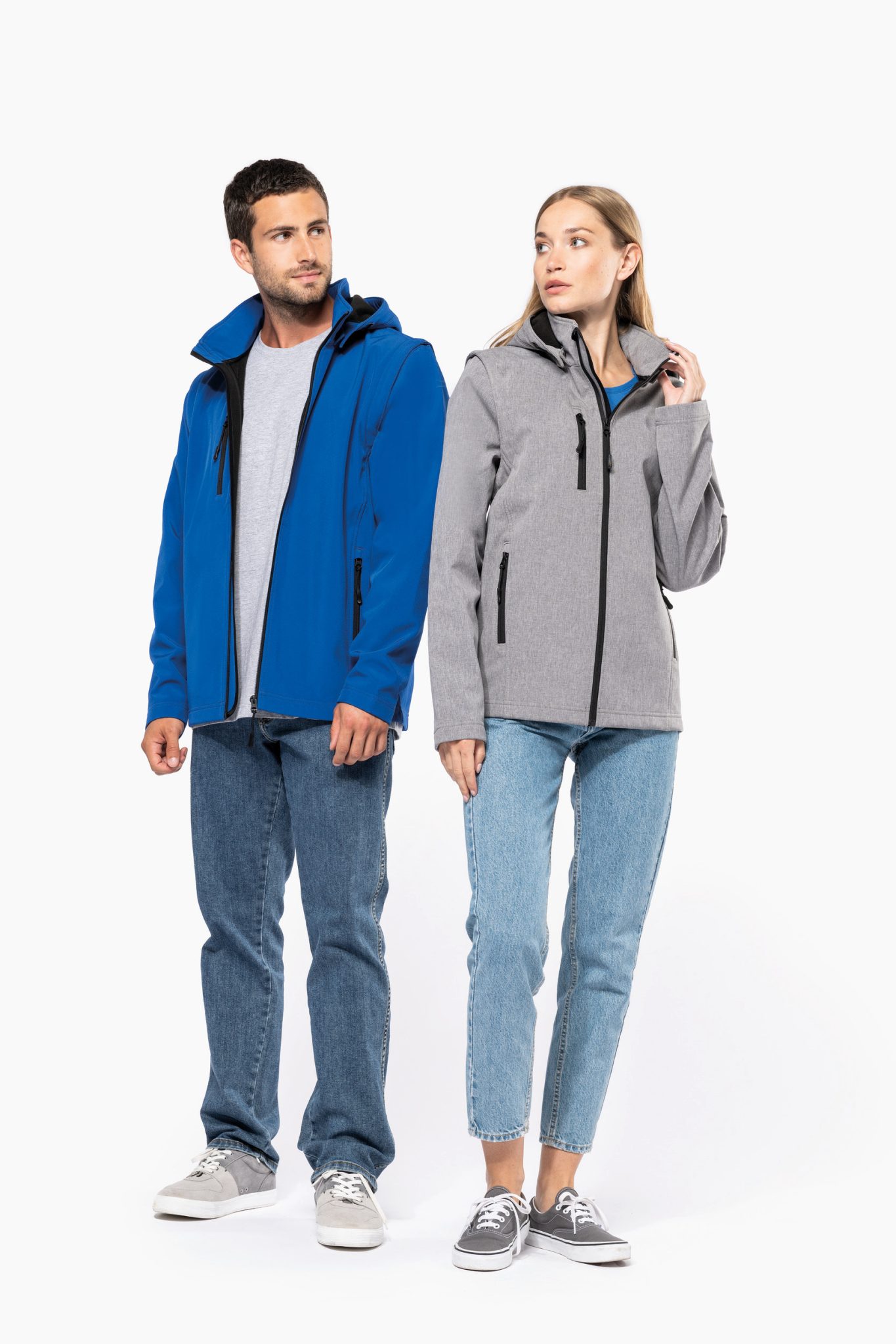 Miniature 14 pour Veste Softshell 3 couches à capuche avec manches amovibles unisexe