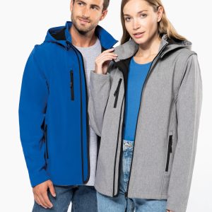 Visuel Veste Softshell 3 couches à capuche avec manches amovibles unisexe