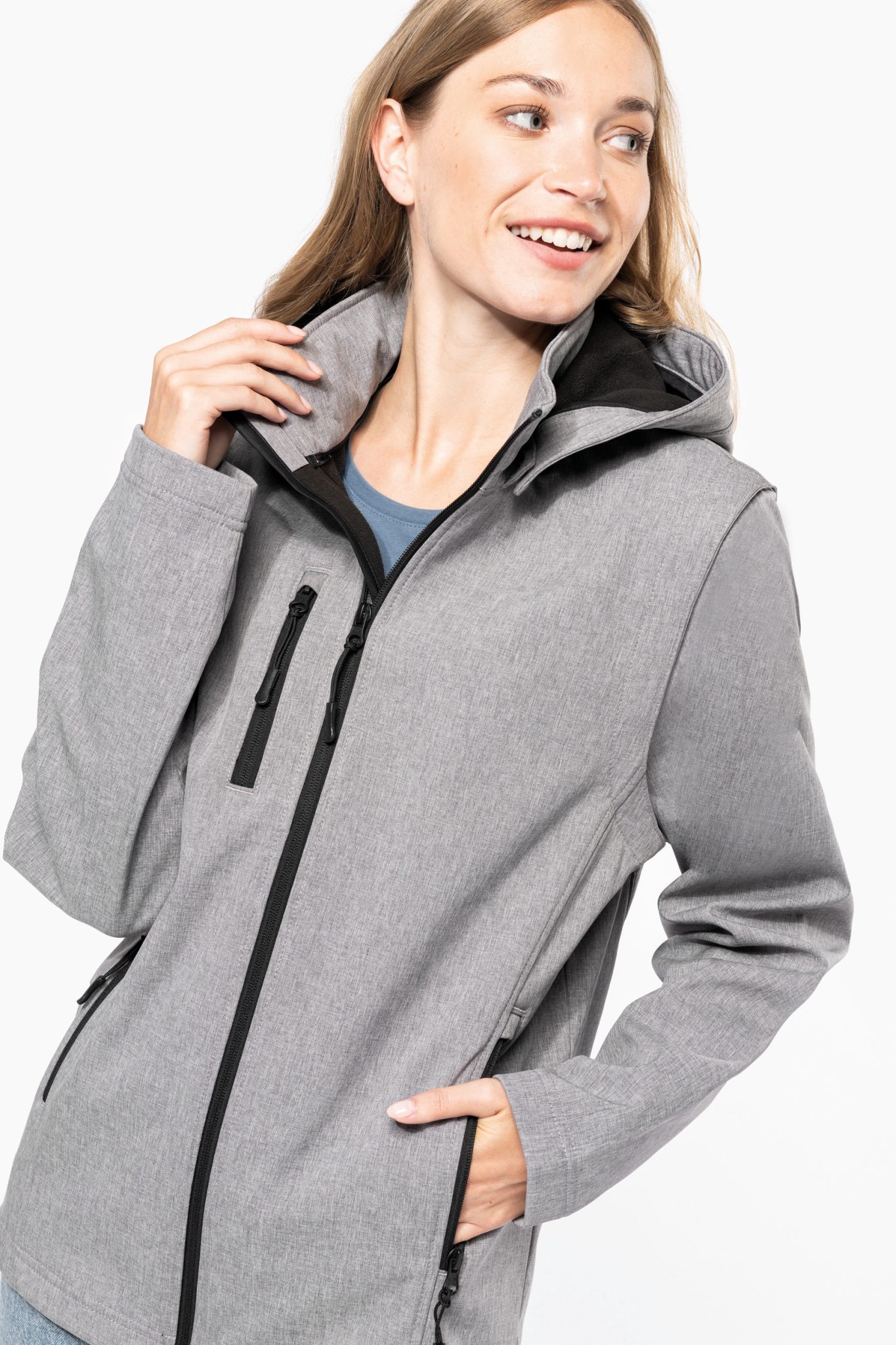 Miniature 10 pour Veste Softshell 3 couches à capuche avec manches amovibles unisexe