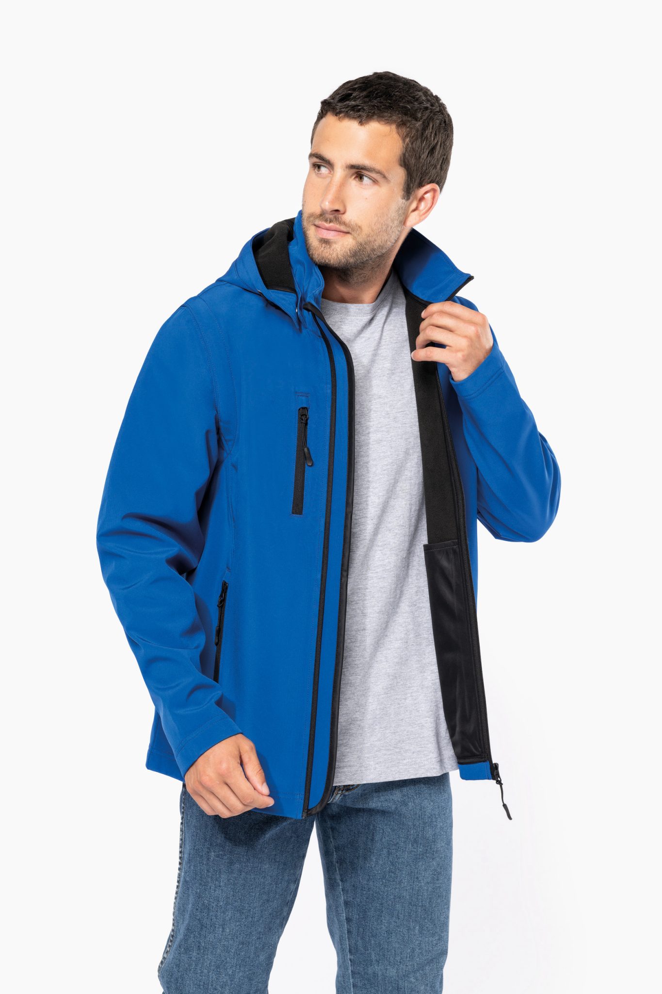 Miniature 4 pour Veste Softshell 3 couches à capuche avec manches amovibles unisexe