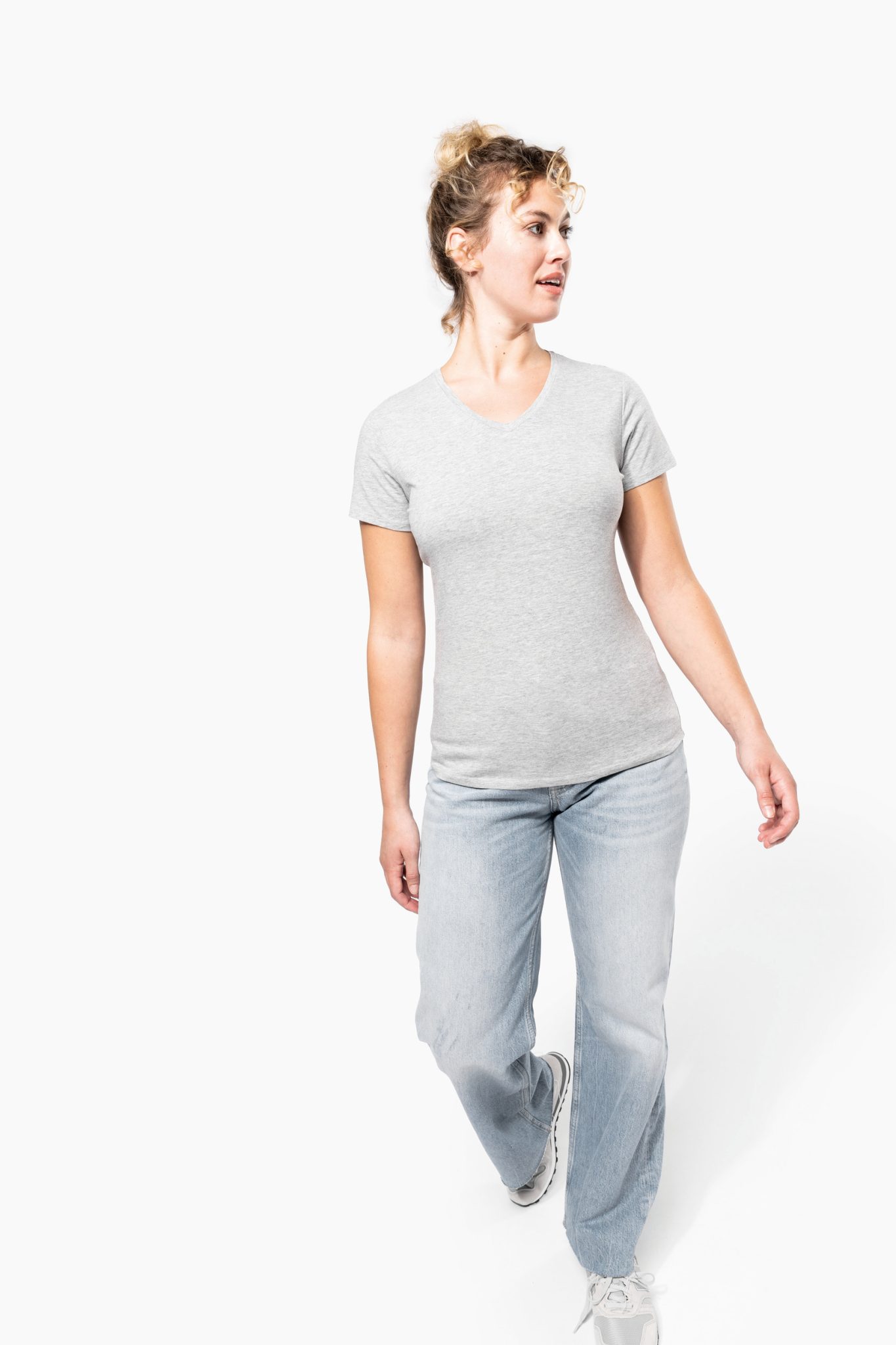 Miniature 5 pour T-shirt col V manches courtes femme