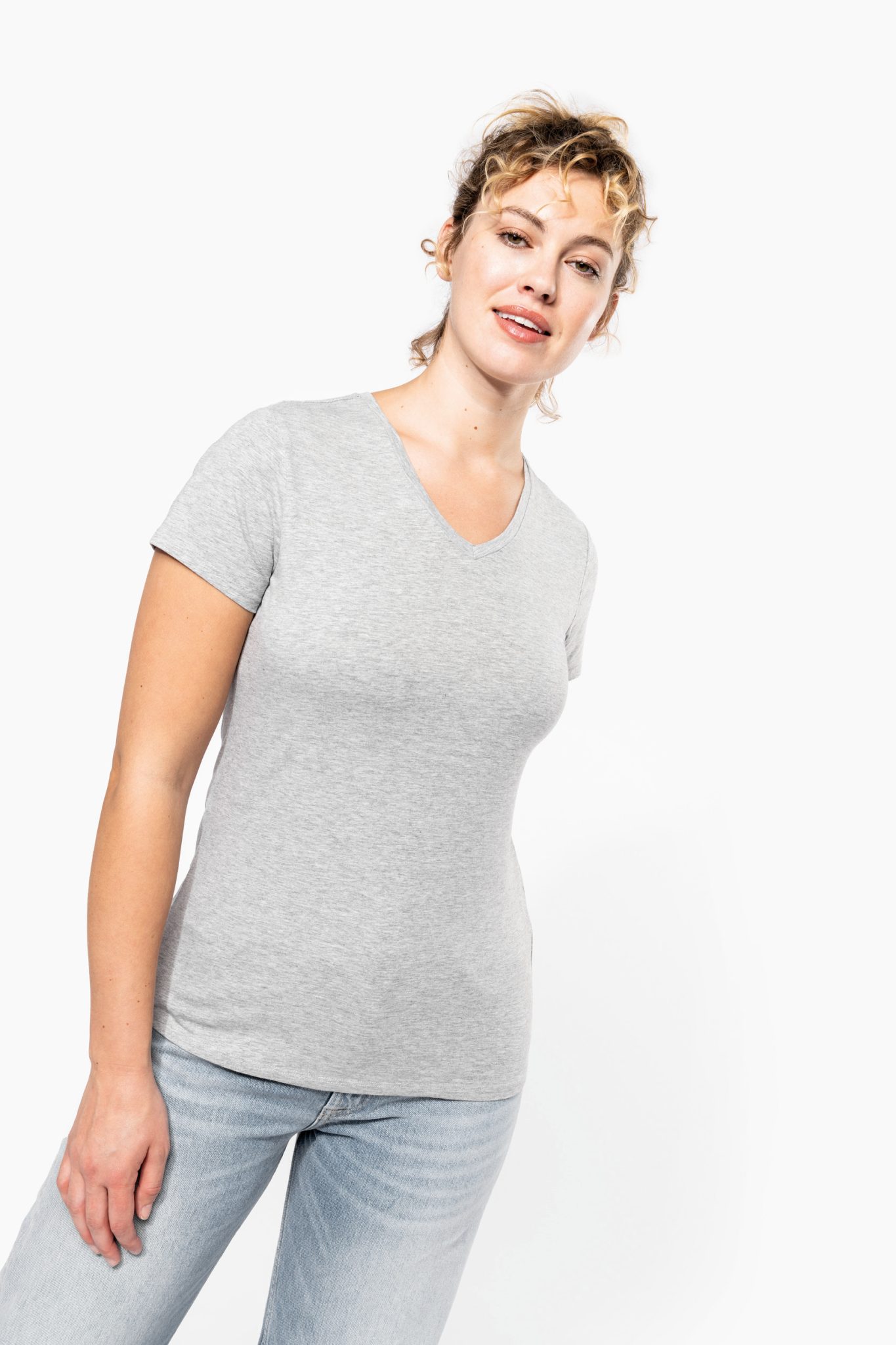 Miniature 1 pour T-shirt col V manches courtes femme