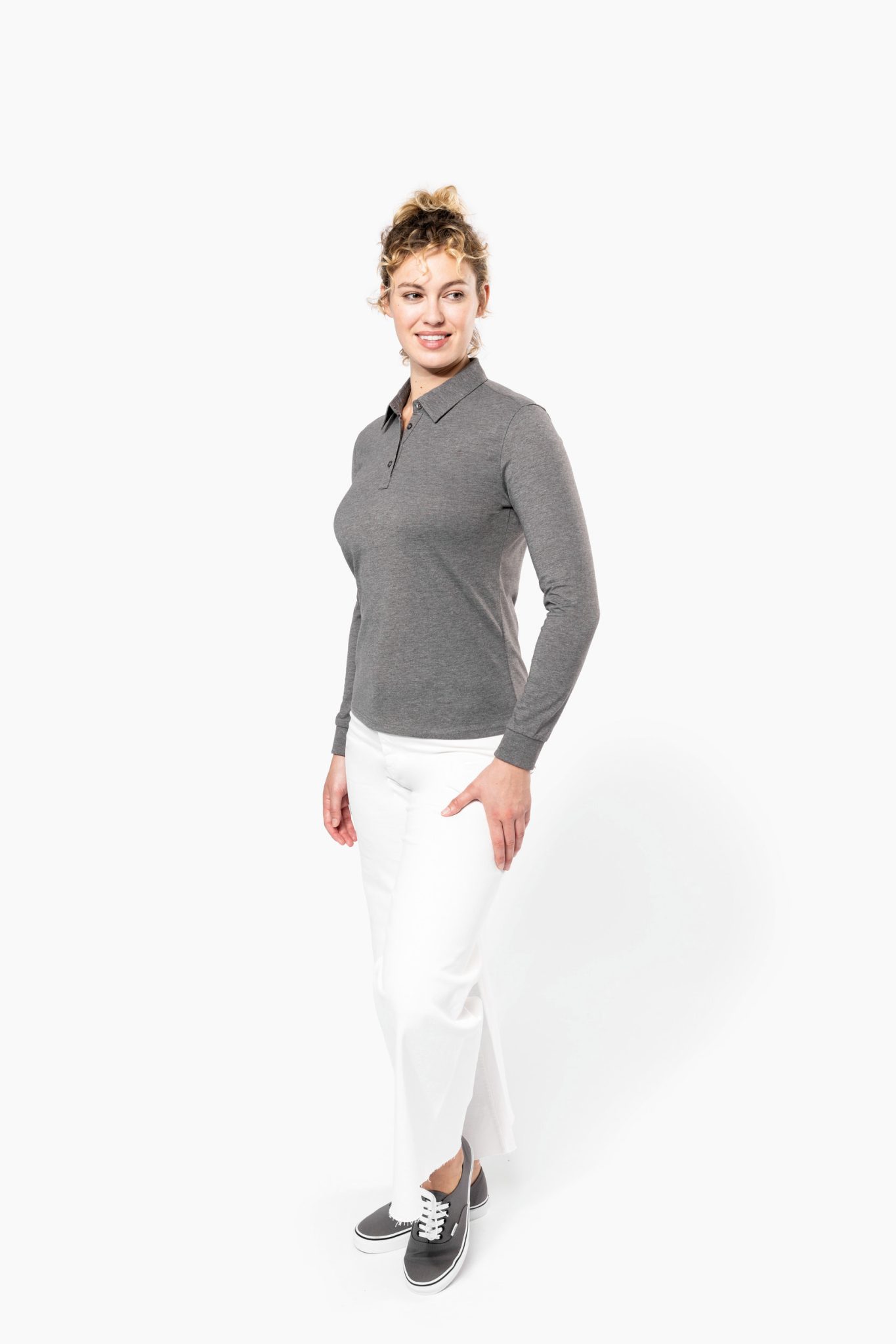 Miniature 6 pour Polo jersey manches longues femme
