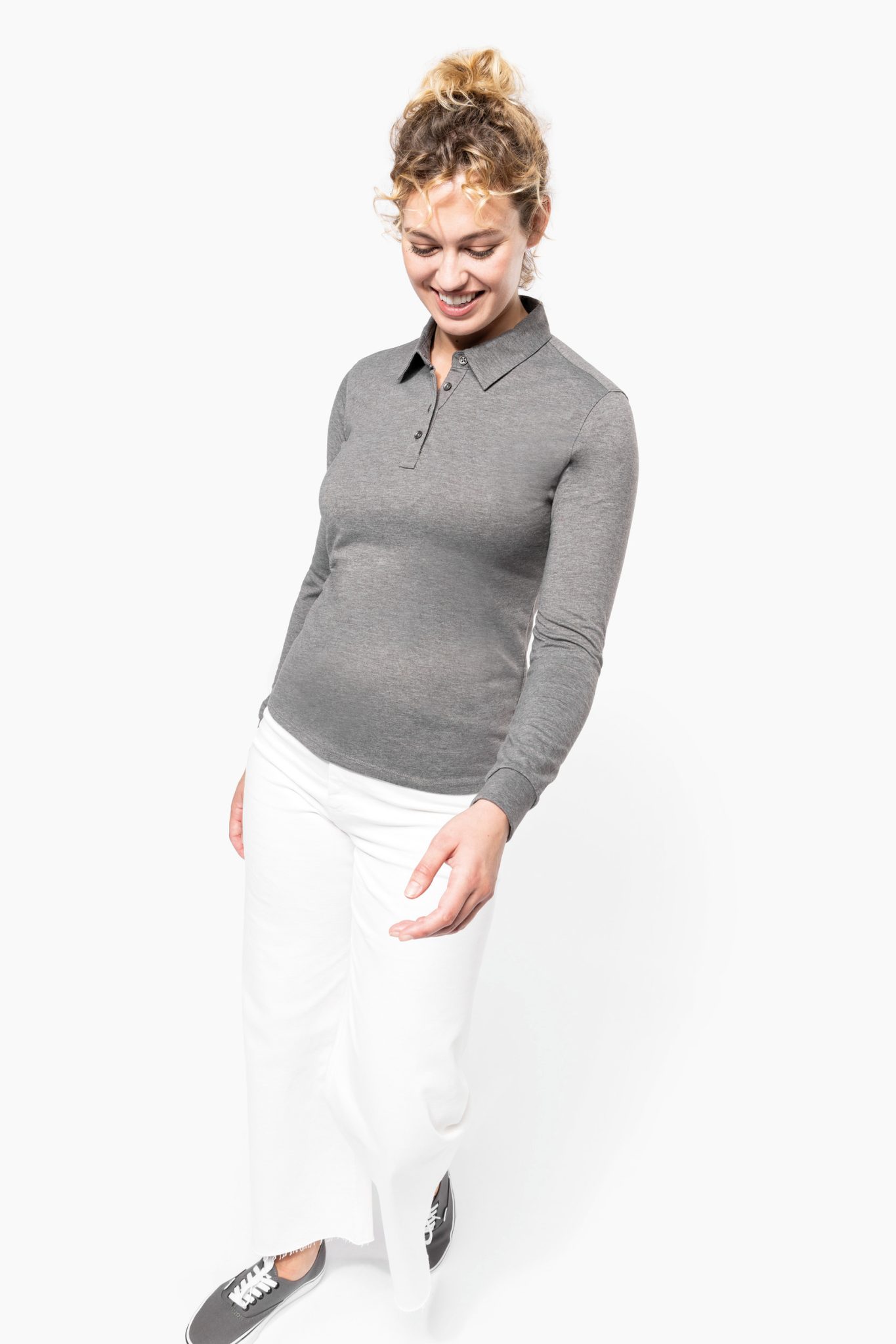 Miniature 5 pour Polo jersey manches longues femme