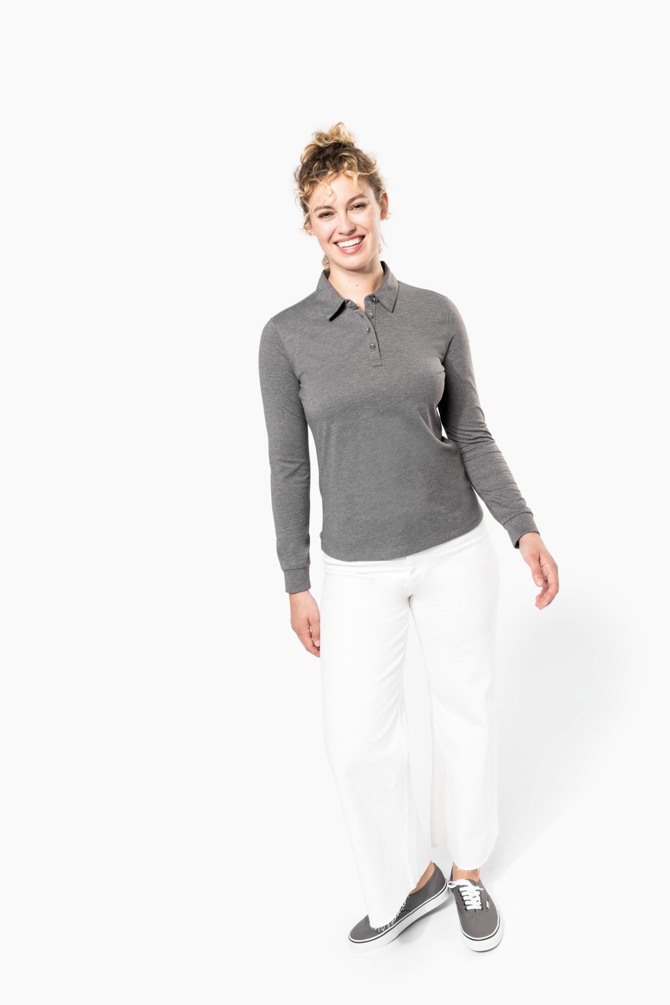 Miniature 4 pour Polo jersey manches longues femme
