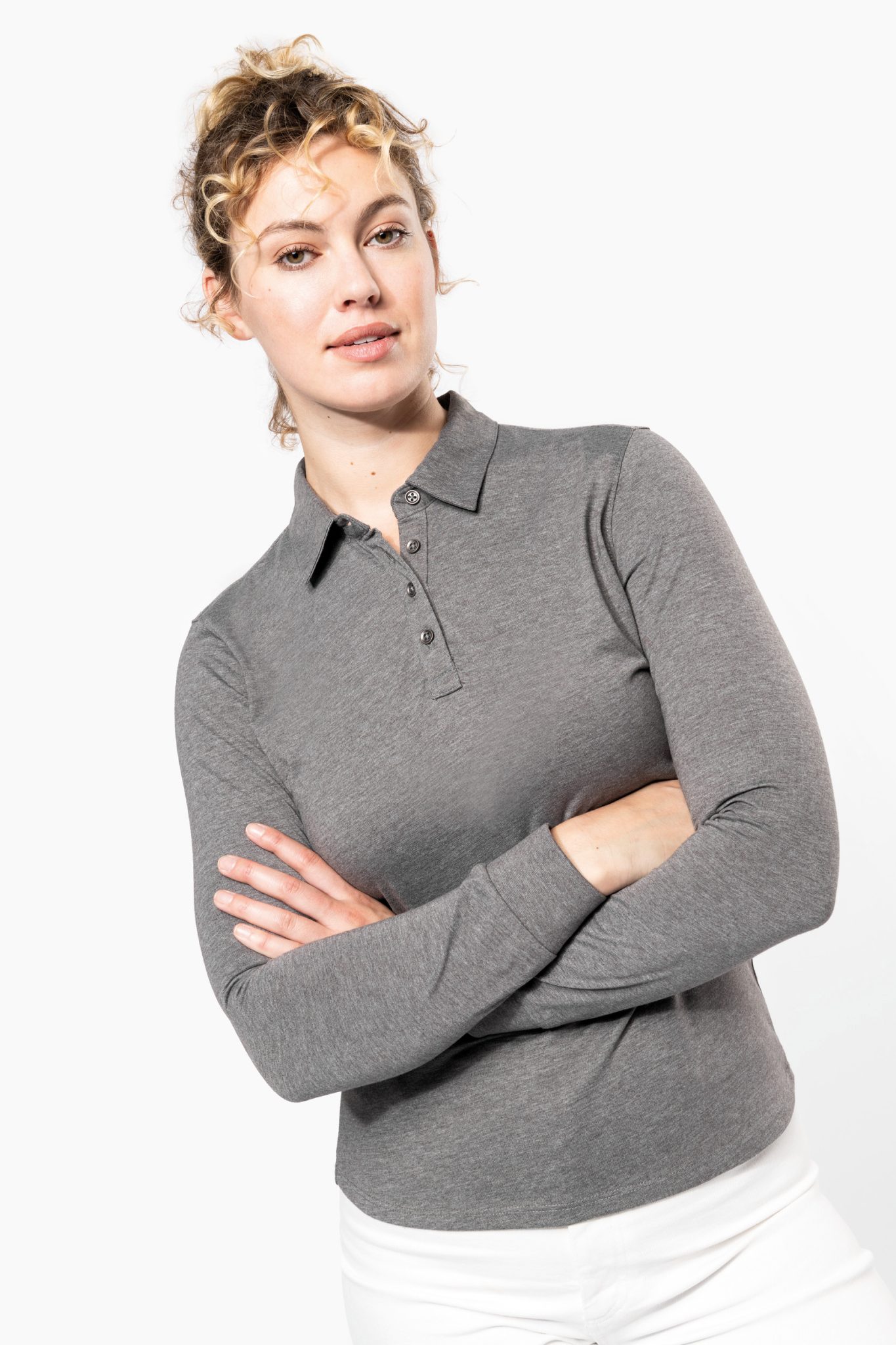 Miniature 3 pour Polo jersey manches longues femme