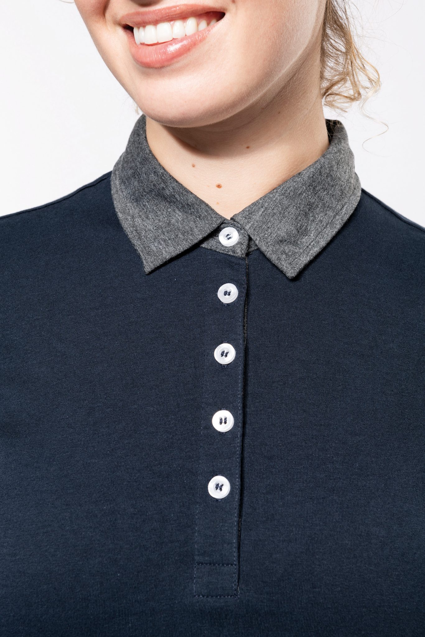 Miniature 11 pour Polo jersey bicolore femme