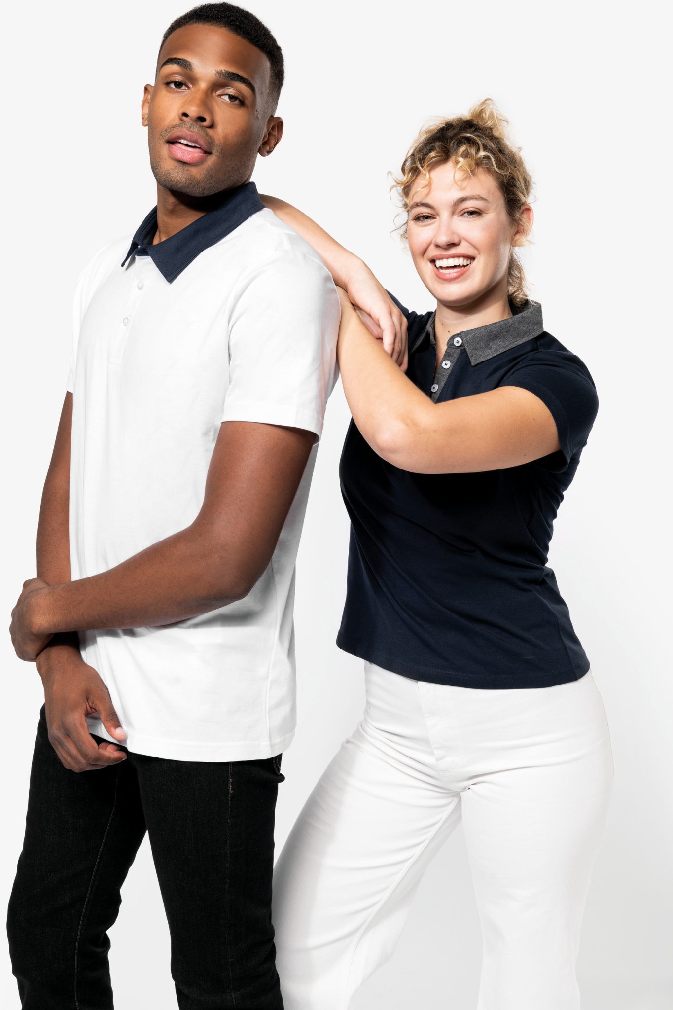 Miniature 7 pour Polo jersey bicolore femme
