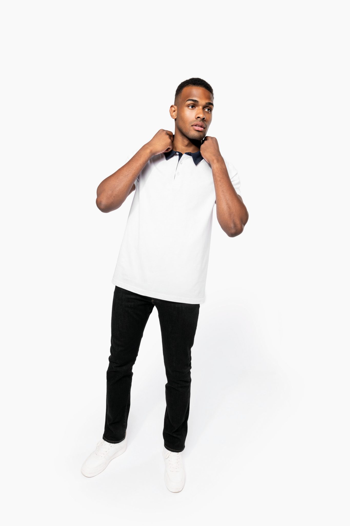 Miniature 4 pour Polo jersey bicolore homme