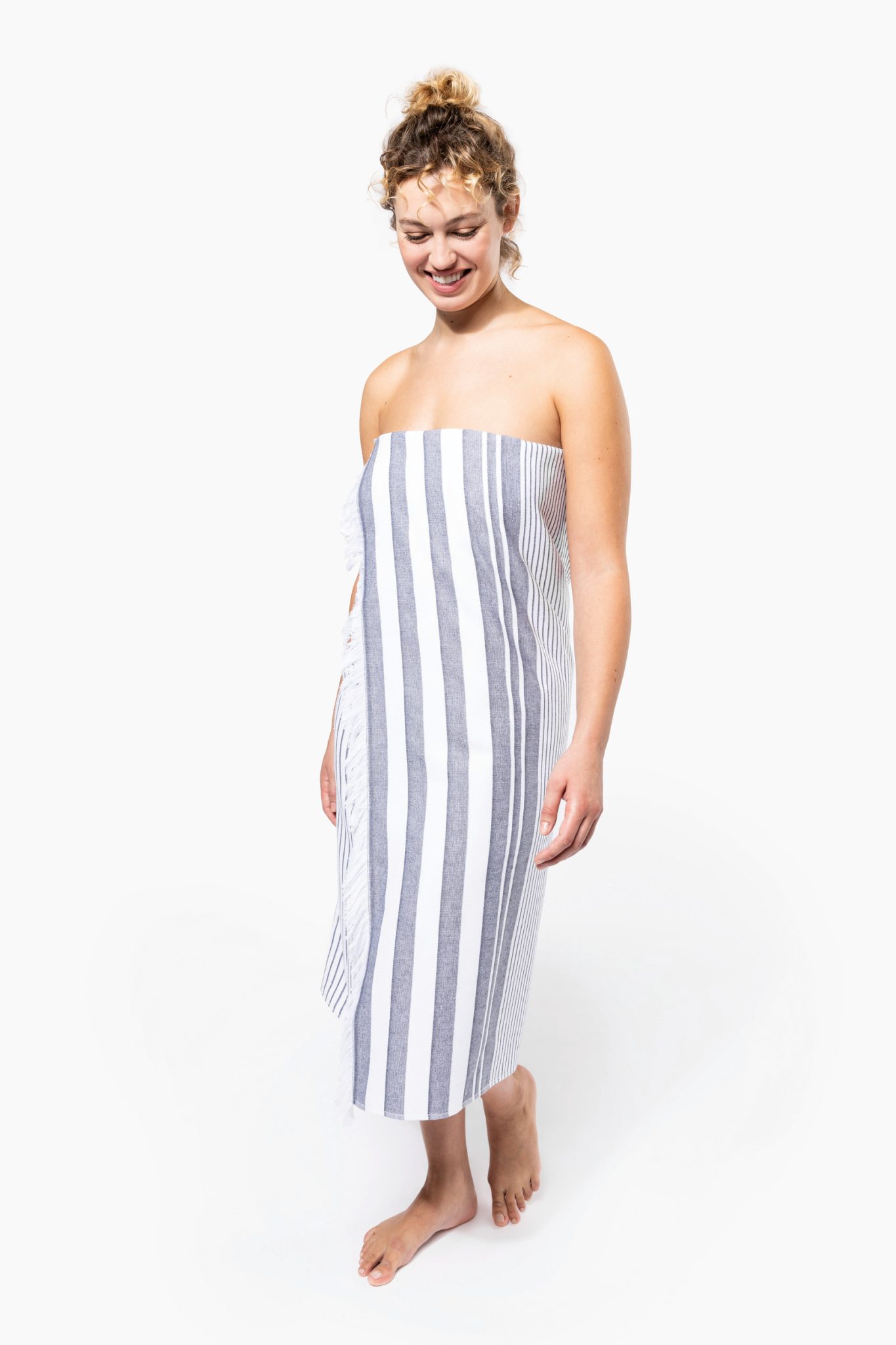 Miniature 4 pour Fouta rayée avec franges
