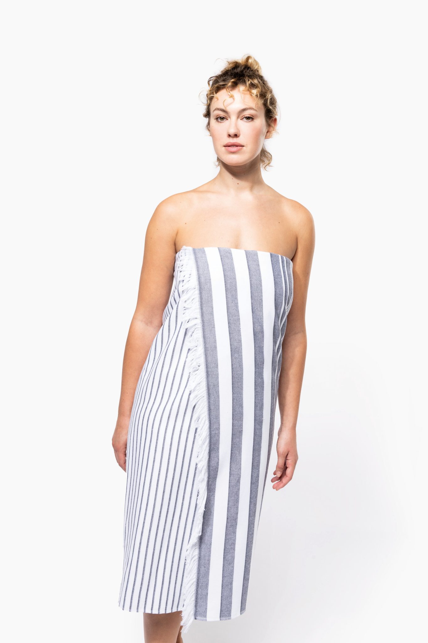 Miniature 1 pour Fouta rayée avec franges