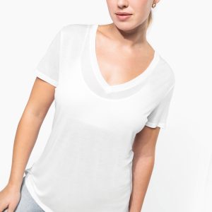 Visuel T-shirt Lyocell TENCEL™ col V manches courtes femme
