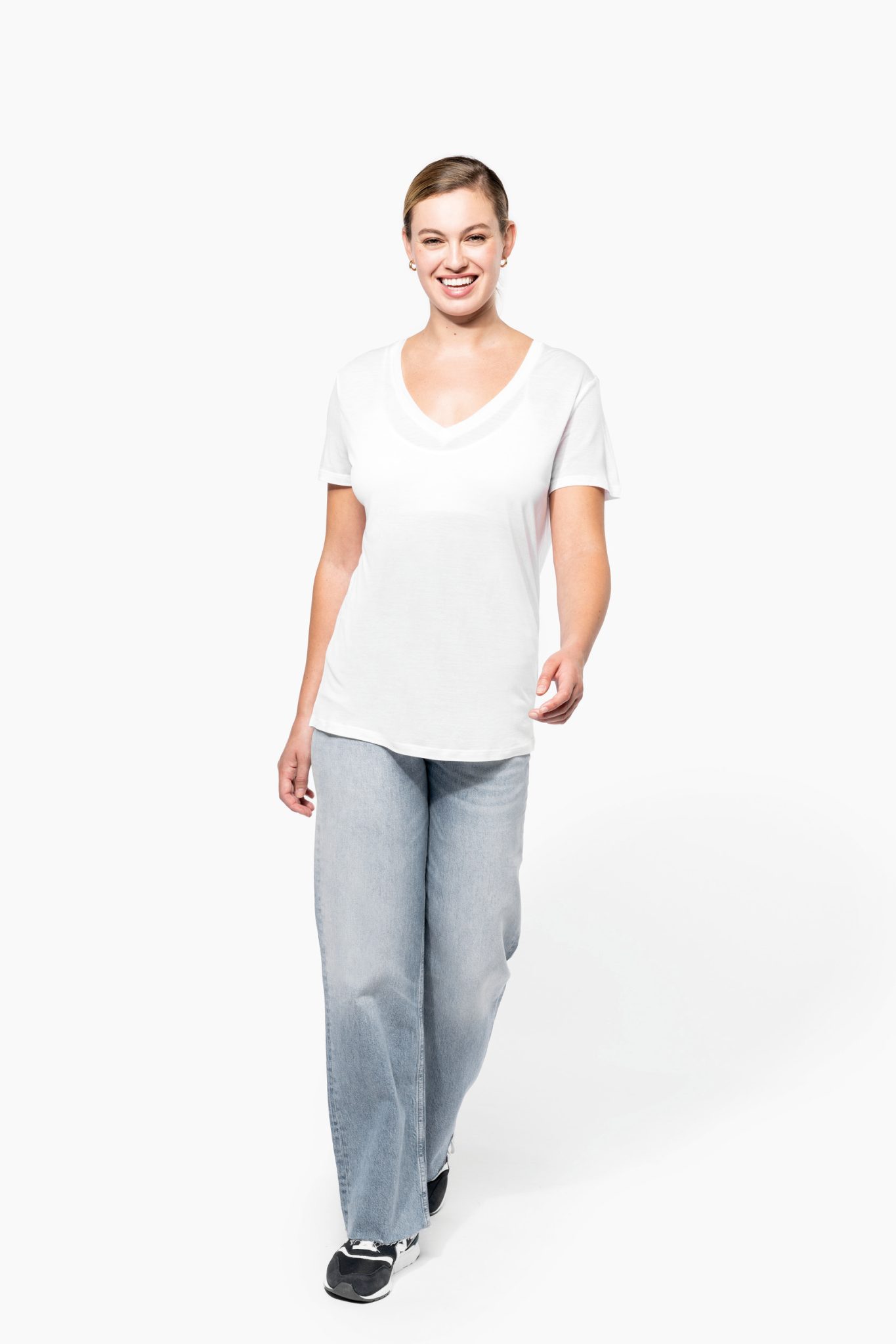 Miniature 5 pour T-shirt Lyocell TENCEL™ col V manches courtes femme