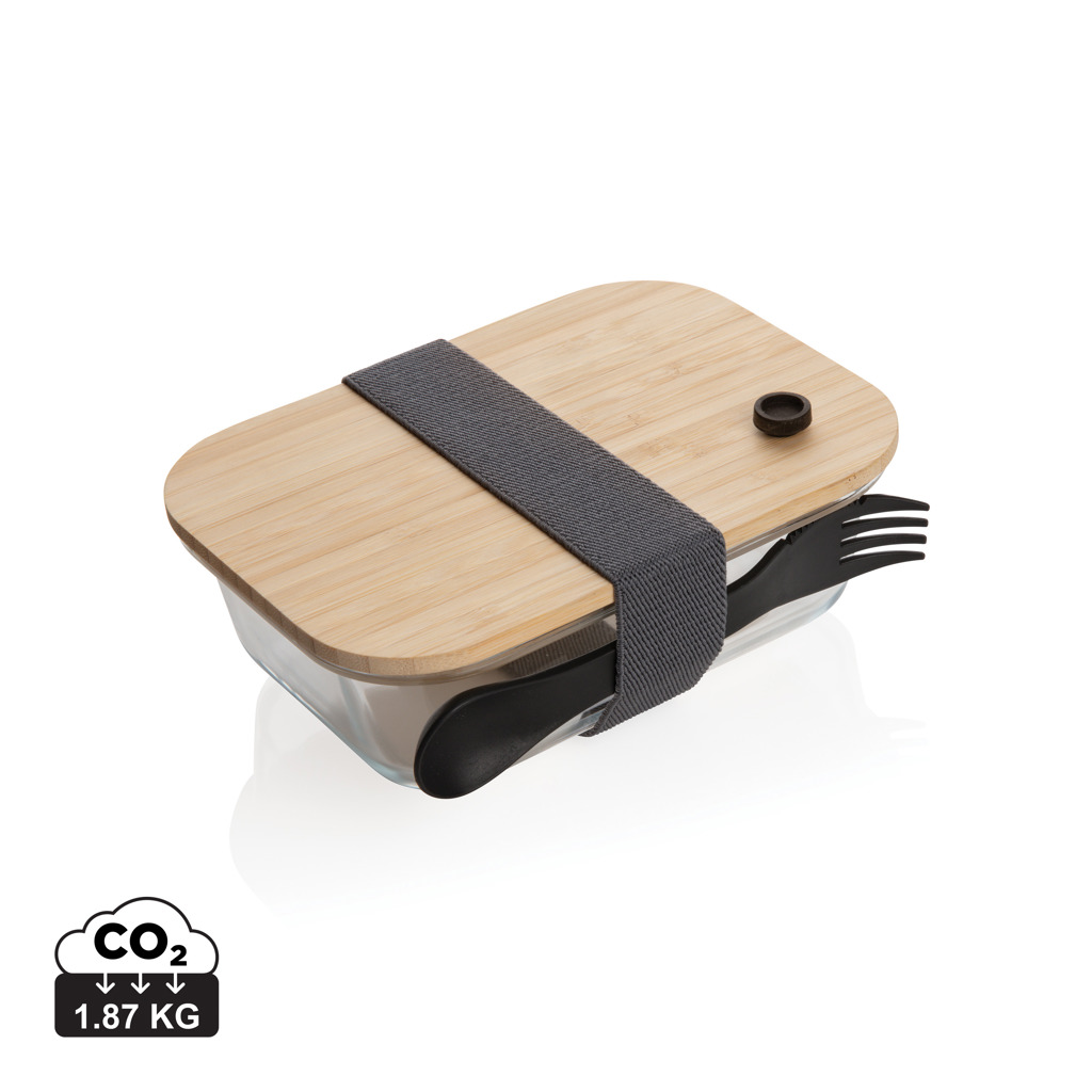 Miniature 1 pour Boîte repas en verre avec couvercle en bambou