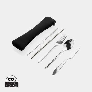Visuel Set de 4 couverts réutilisables en acier inoxydable