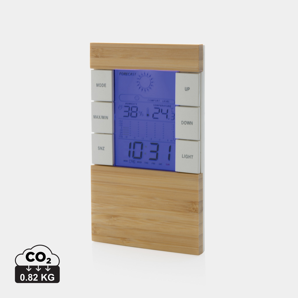 Miniature 1 pour Station météo en bambou FSC® et plastique recyclé RCS Utah