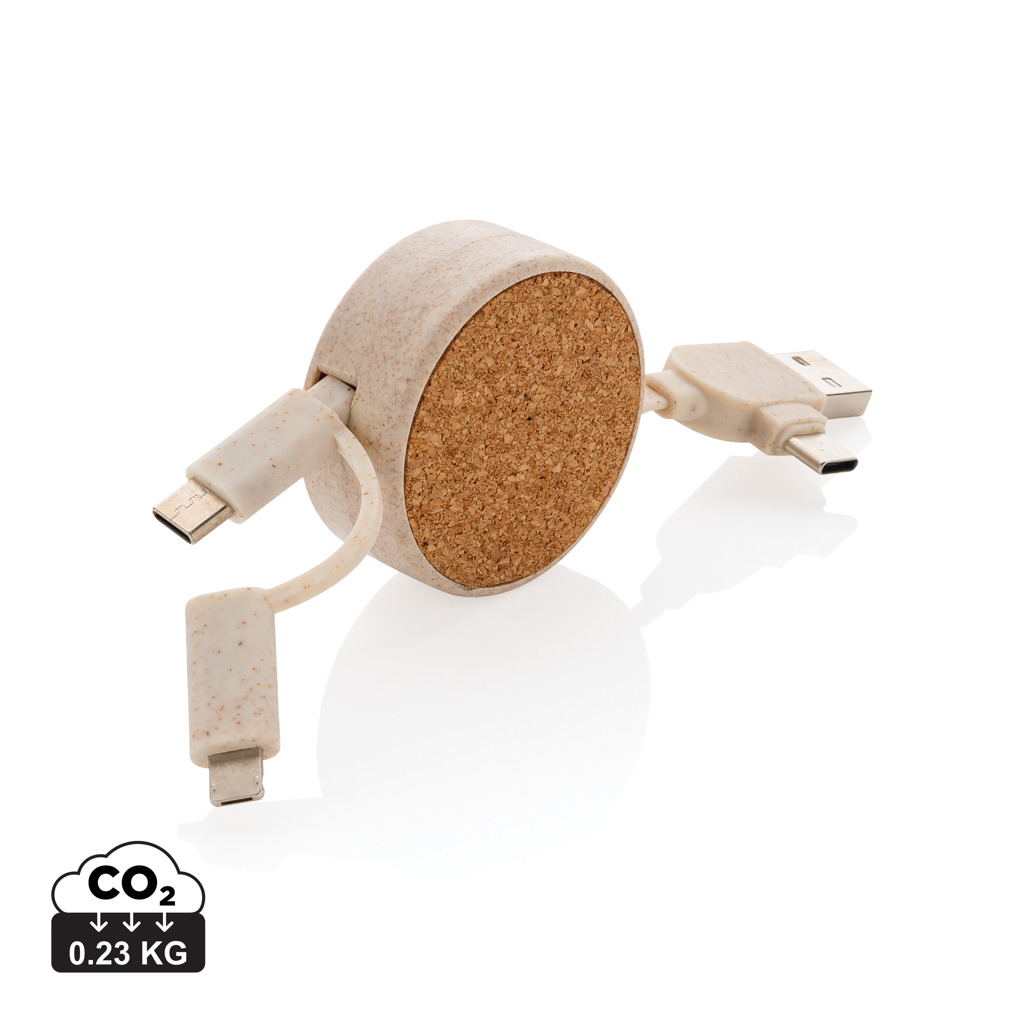 Miniature 1 pour Câble rétractable 6 en 1 en liège et fibre de paille