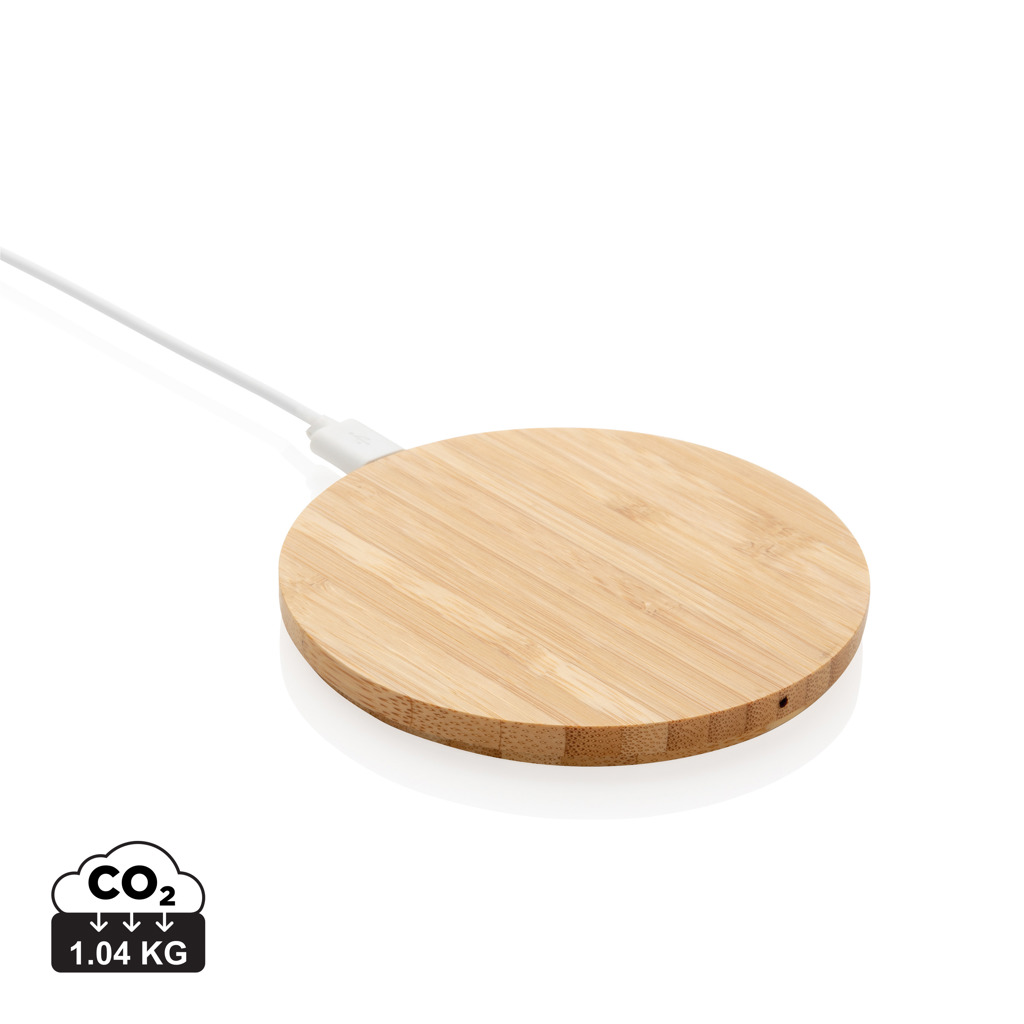 Miniature 1 pour Chargeur sans fil 5W rond en bambou FSC®