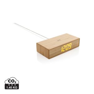 Visuel Réveil en bambou avec chargeur sans fil 5W