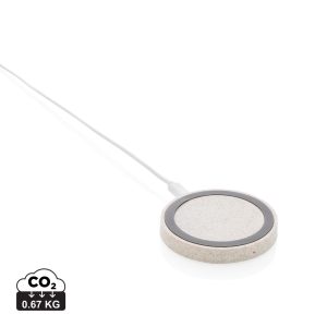 Visuel Chargeur sans fil rond en fibre de paille de 5W